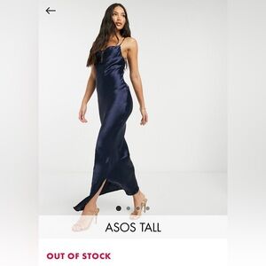 ONLY WORN ONCE ASOS satin slip maxi dress royal blue